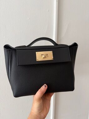 Classic Black Top-Handle Women's Bag with Gold Hardware